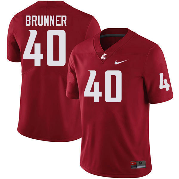 Men #40 Colson Brunner Washington State Cougars College Football Jerseys Stitched-Crimson